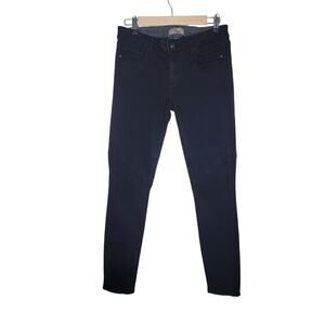 Paige Dark Black Wash Knee Dart Accent Made In USA Cotton Blend Mid Rise Jean 30